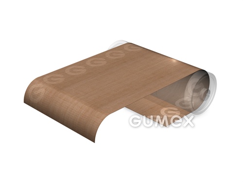 Skloteflónová tkanina hladká, hrúbka 0,07mm, šírka 500mm, PTFE, -73°C/+260°C, hnedá